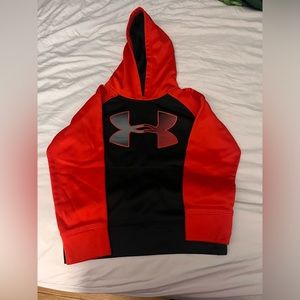 Boys Under Armour hoodie ; red and black ; worn once